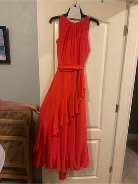Alex Marie ruffled coral dress